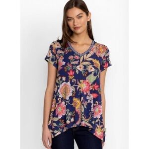 Johnny Was The Janie Favorite Drape Tunic Tee T-Shirt Floral Short Sleeve Top M